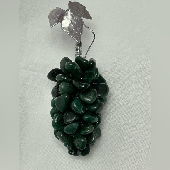 Set 3 trinkets for home decorJadeite stone grapes Stain glass butterfly Onyx box - Picture 2 of 13